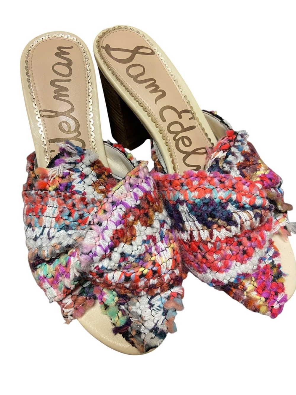 Sam Edelman Women’s Oda Tweed Slide Sandals Multicolor Knot Mule Size 7 Cruise